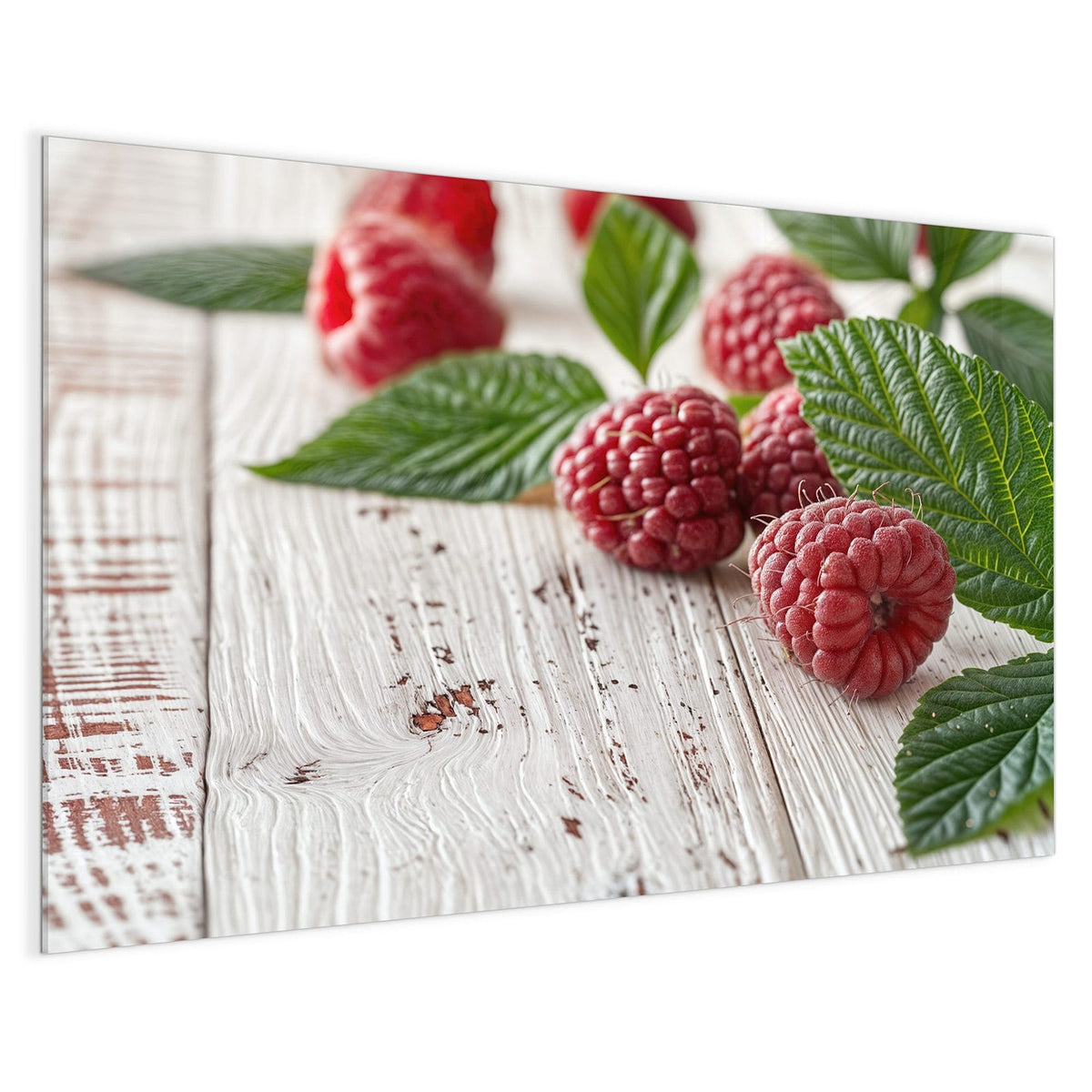 4 mm Glas statt lackiertem Blech – Magnettafel - Himbeeren auf Weiß