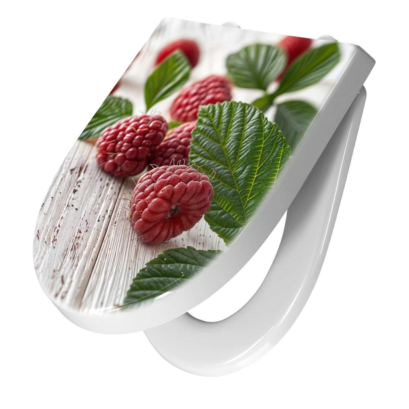 WC-Sitz mit Absenkautomatik Himbeeren Holztisch