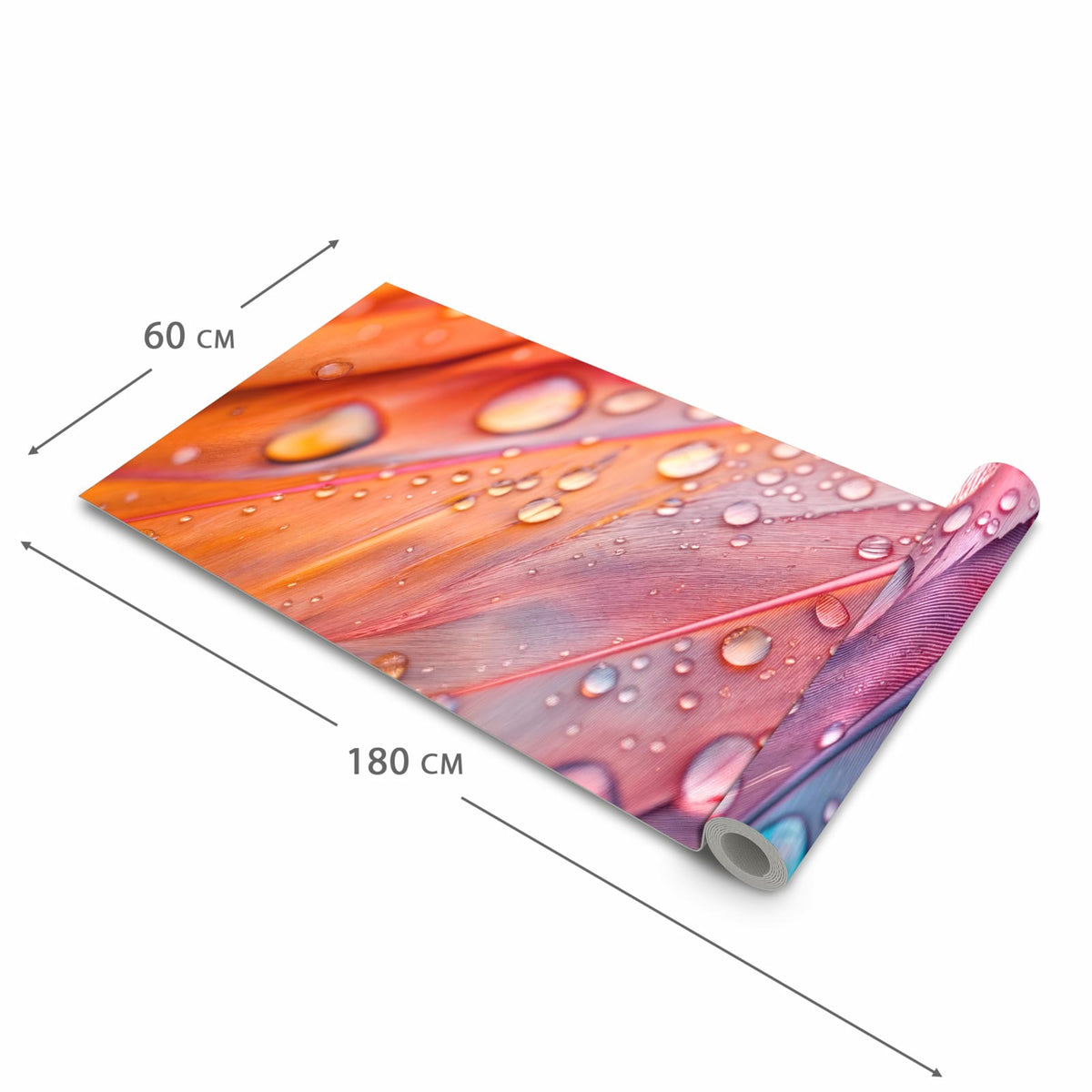 Geruchsneutraler Küchenläufer mit Motiv Wassertropfen auf Federn in der Grösse 60x90 cm