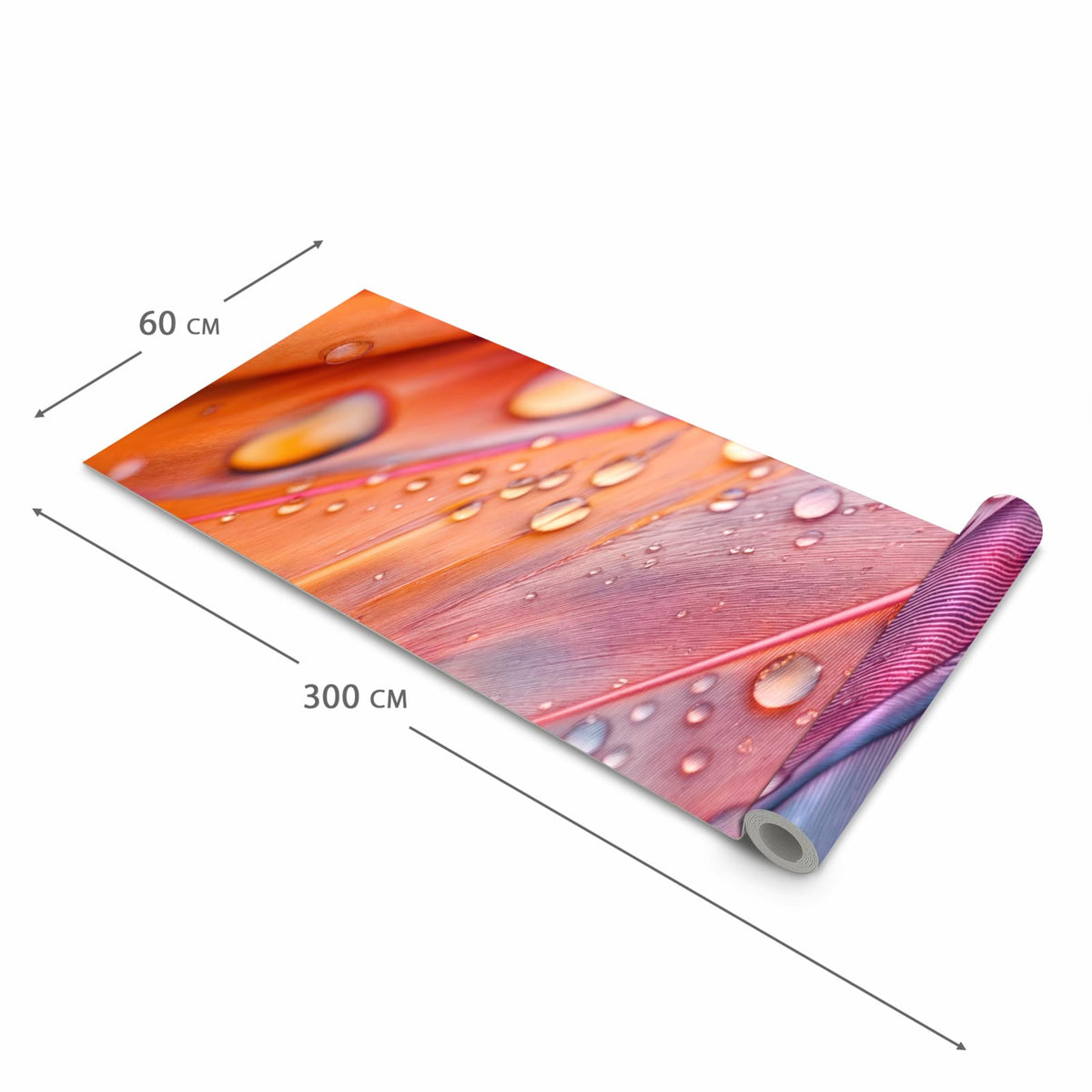 Pflegeleichter waschbarer Küchenläufer mit Motiv Wassertropfen auf Federn in der Größe 60x90 cm