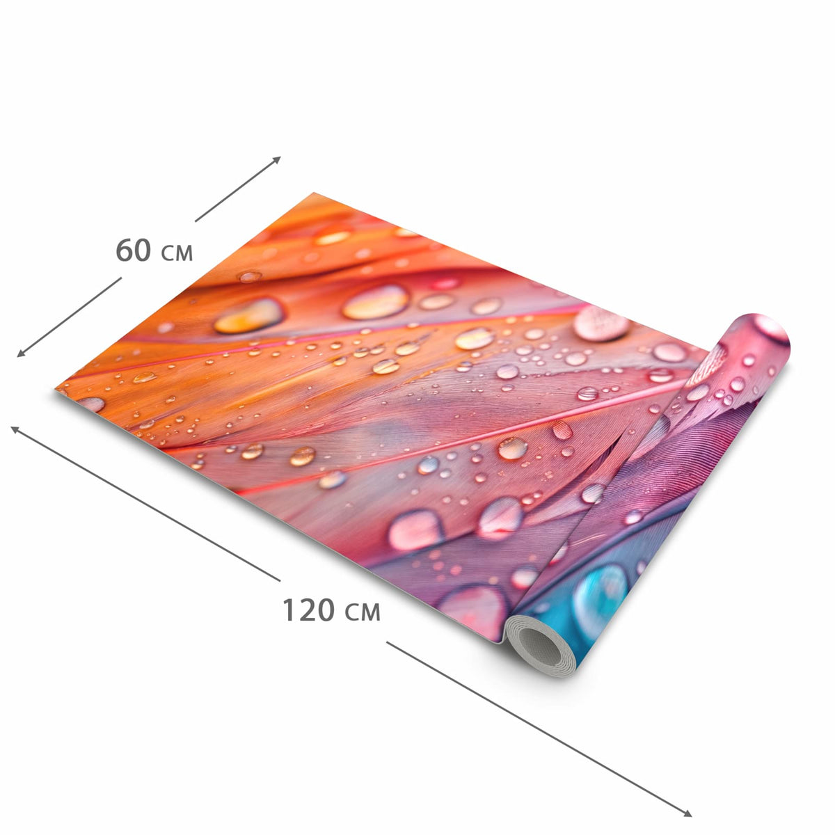 Fleckenresistenter waschbarer Teppich Küche mit Motiv Wassertropfen auf Federn in der Grösse 60x90 cm