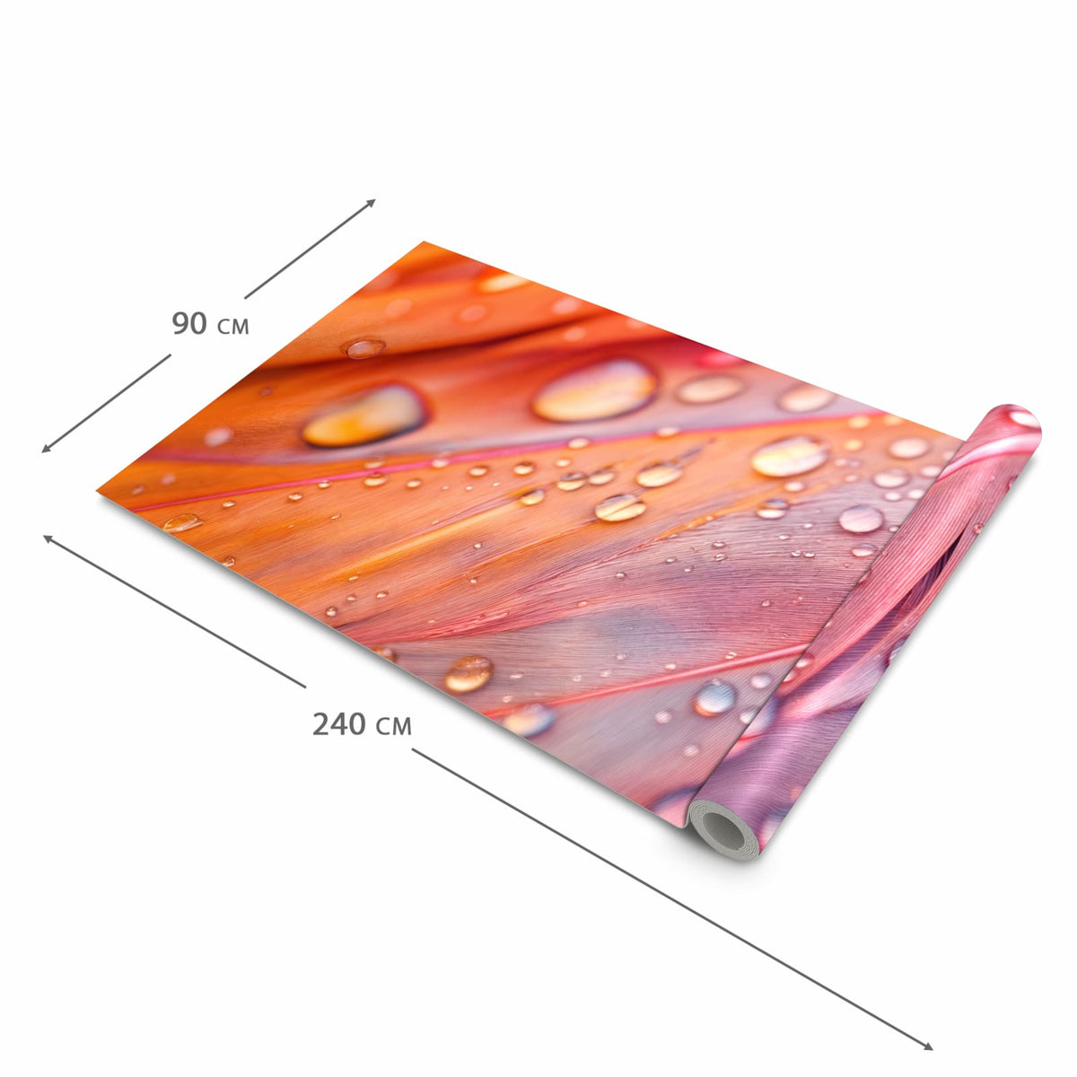 Waschbarer Teppich fürs Esszimmer mit Motiv Wassertropfen auf Federn in der Größe 60x90 cm