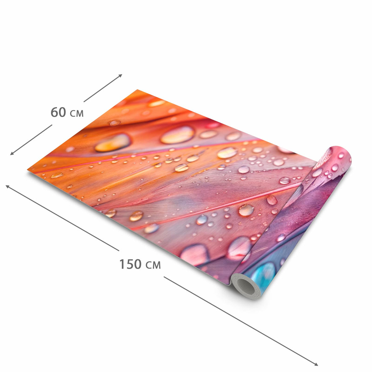 Schmutzabweisender Küchenläufer mit Motiv Wassertropfen auf Federn in der Grösse 60x90 cm