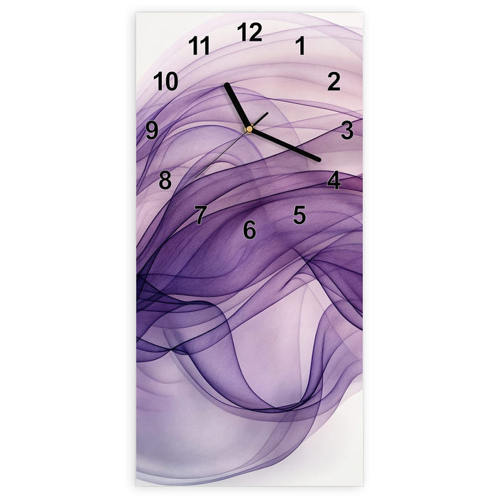 Wanduhr Schwungvolle Linien aus Glas – Hochformat 30 × 60 cm mit Ziffernblatt Modern