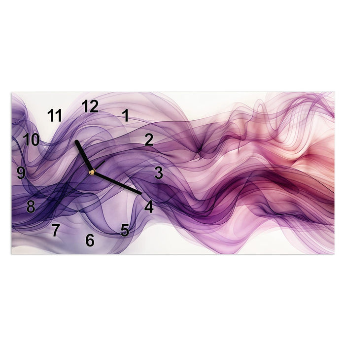 Wanduhr Schwungvolle Linien aus Glas – Querformat 60 × 30 cm mit Ziffernblatt Modern
