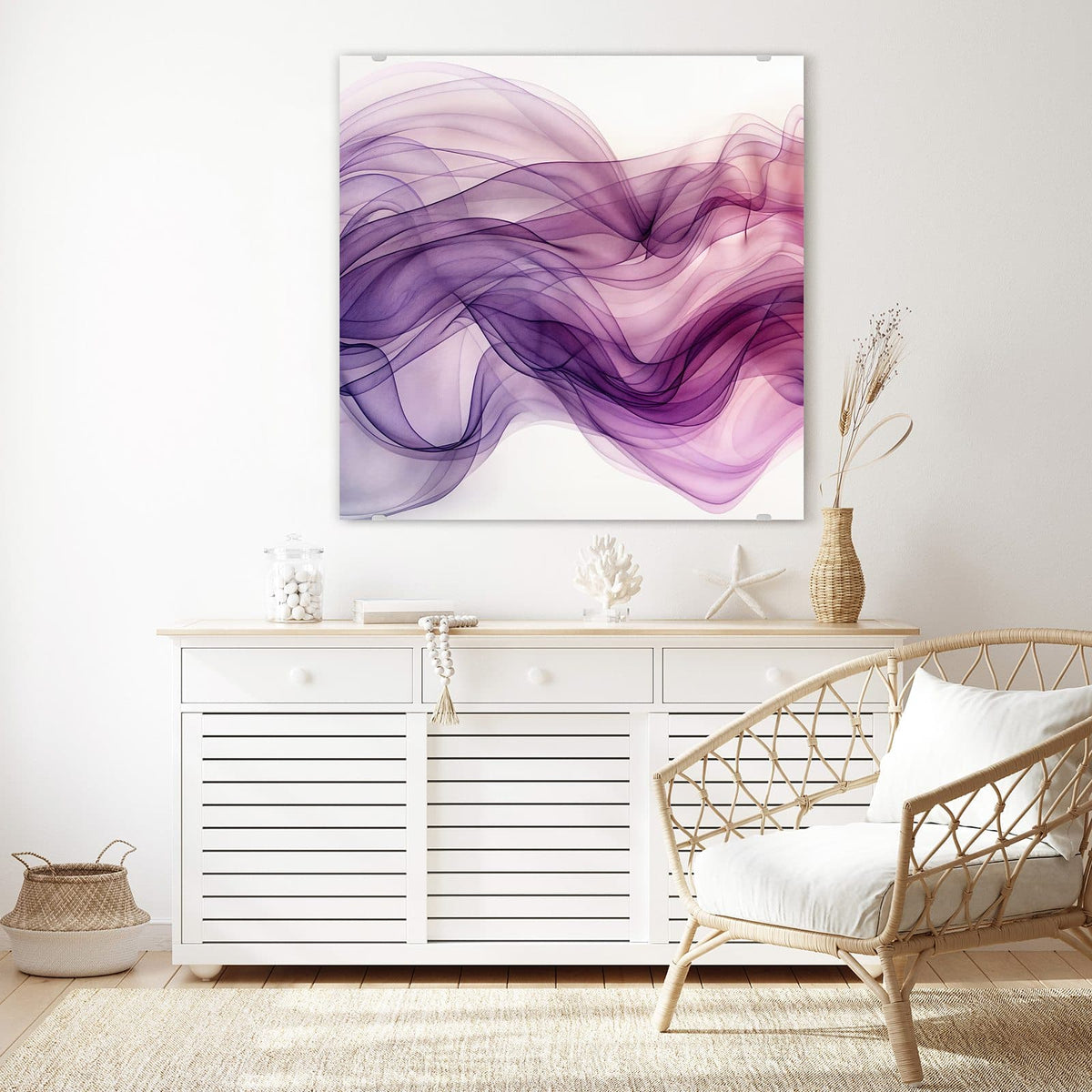 Echtglas, 4 mm – kein Acryl, keine Folie – Wandbild - Schwungvolle Linien - Quadratisch