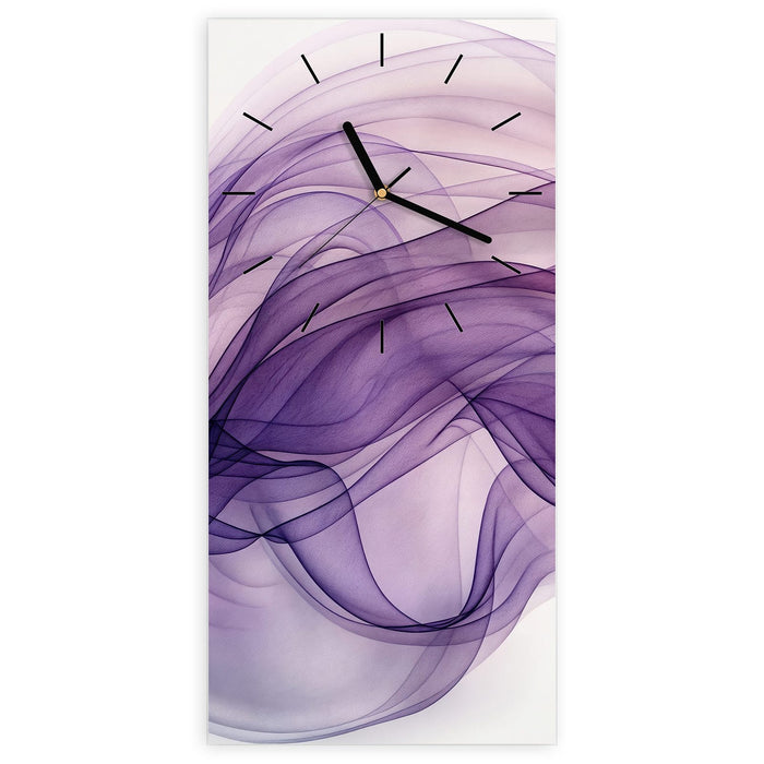 Wanduhr Schwungvolle Linien aus Glas – Hochformat 30 × 60 cm mit Ziffernblatt Linie