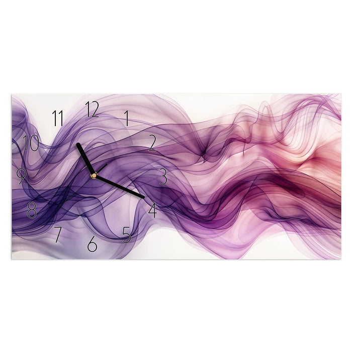 Wanduhr Schwungvolle Linien aus Glas – Querformat 60 × 30 cm mit Ziffernblatt Elegant