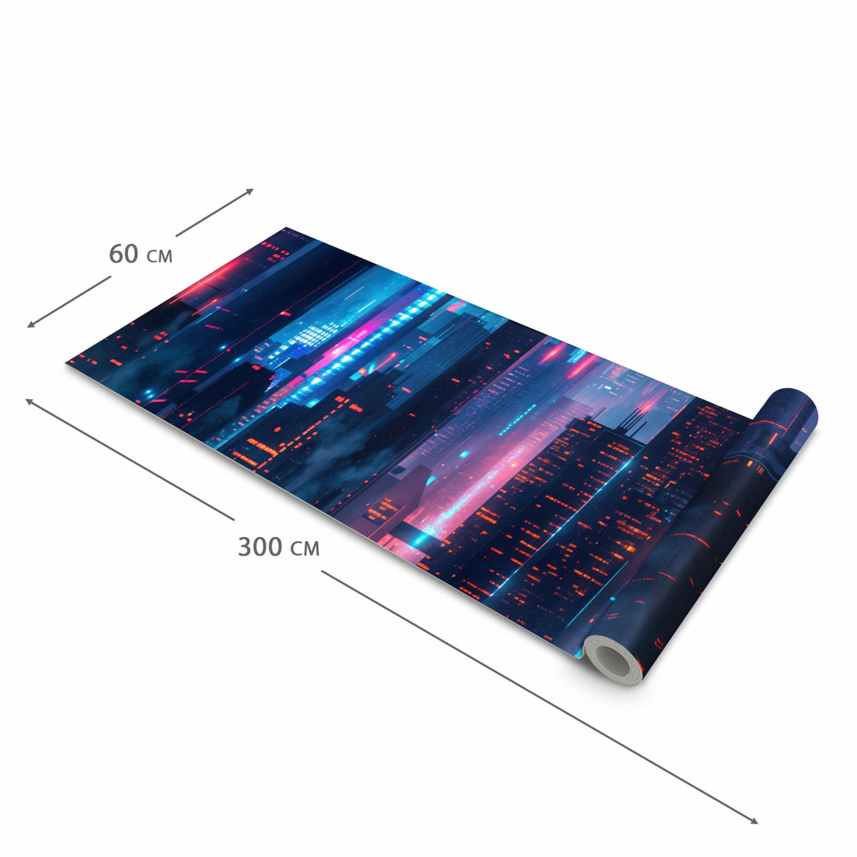 Schmutzabweisender Teppichläufer für die Küche mit Motiv Zukunftsstadt in der Grösse 80x250 cm