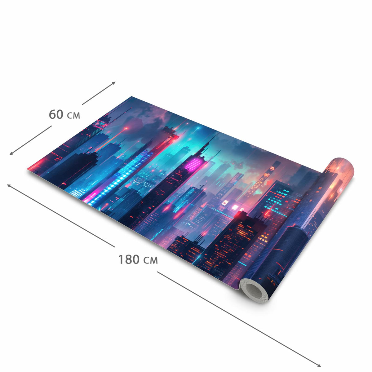 Waschbarer Küchenteppich mit Motiv Zukunftsstadt in der Größe 80x250 cm für Trittkomfort