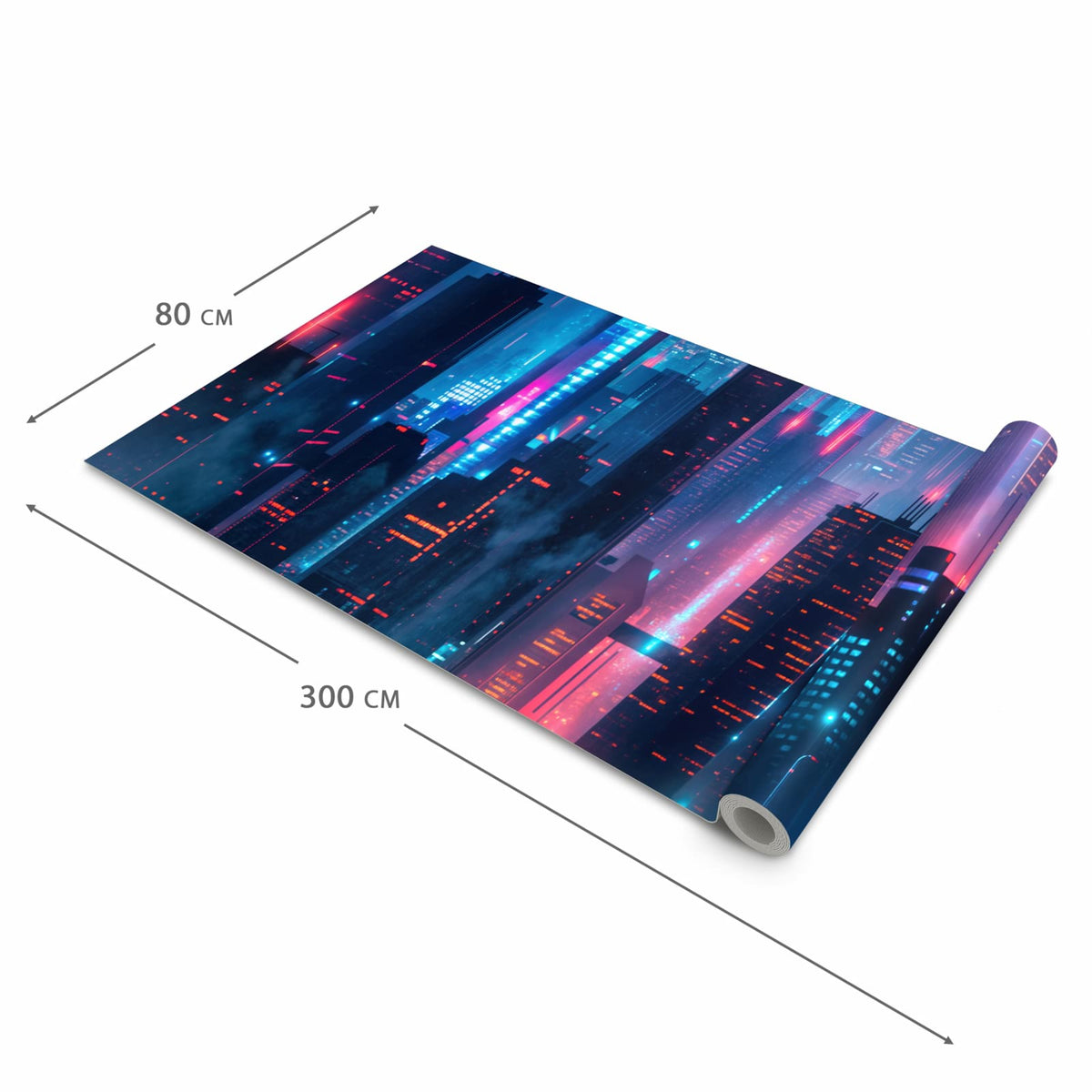 Komfortabler Läufer flur rutschfest mit Motiv Zukunftsstadt in der Grösse 80x250 cm