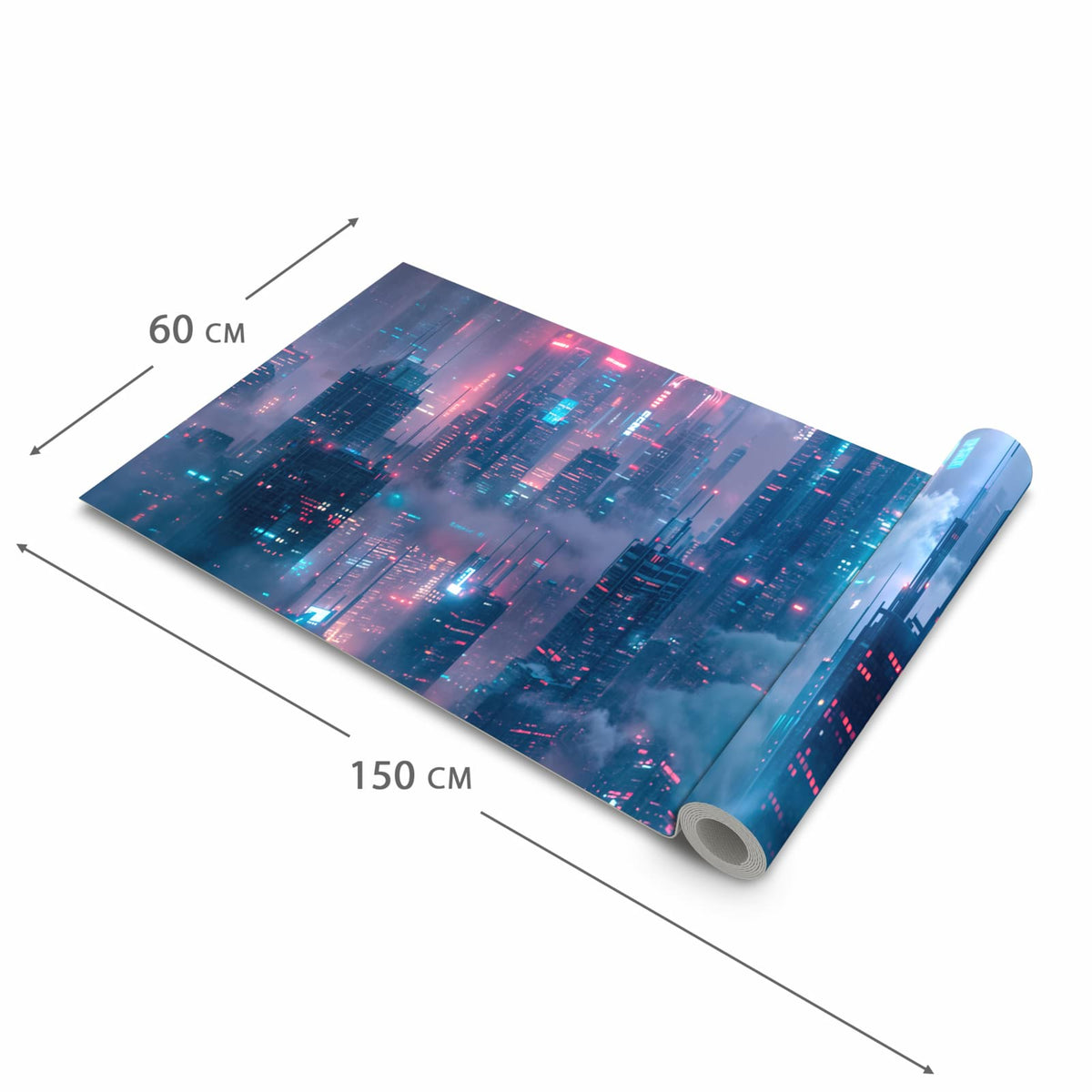 Langlebiger Küchenläufer mit Motiv Futuristische Stadt in der Grösse 60x300 cm, waschbar