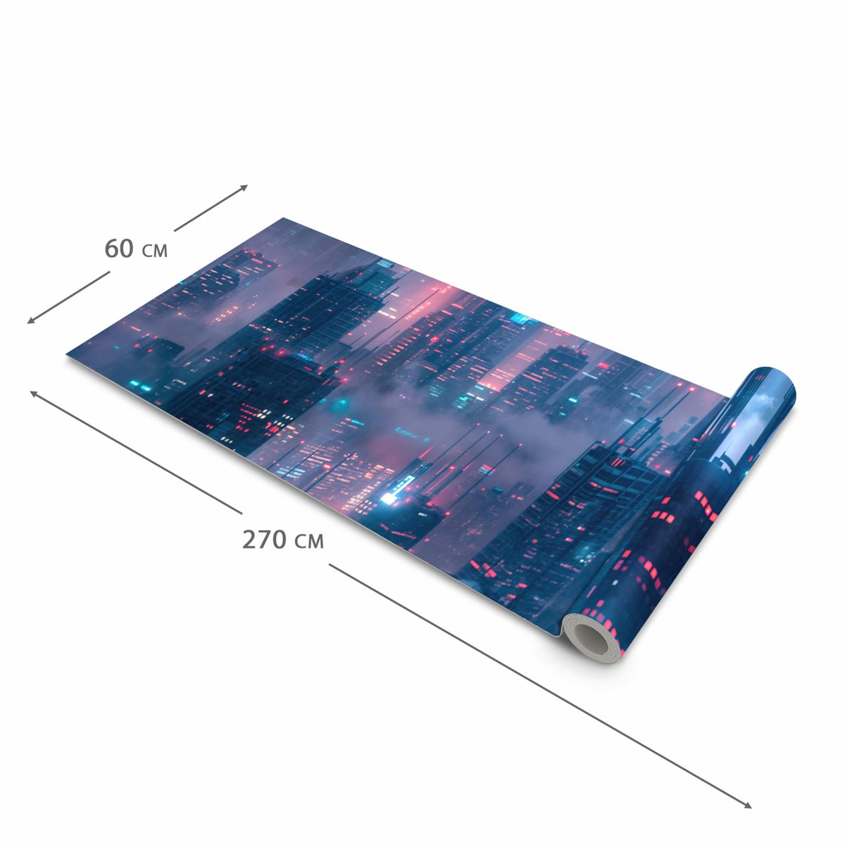 Komfortabler rutschfester Küchenläufer mit Motiv Futuristische Stadt in der Größe 60x300 cm