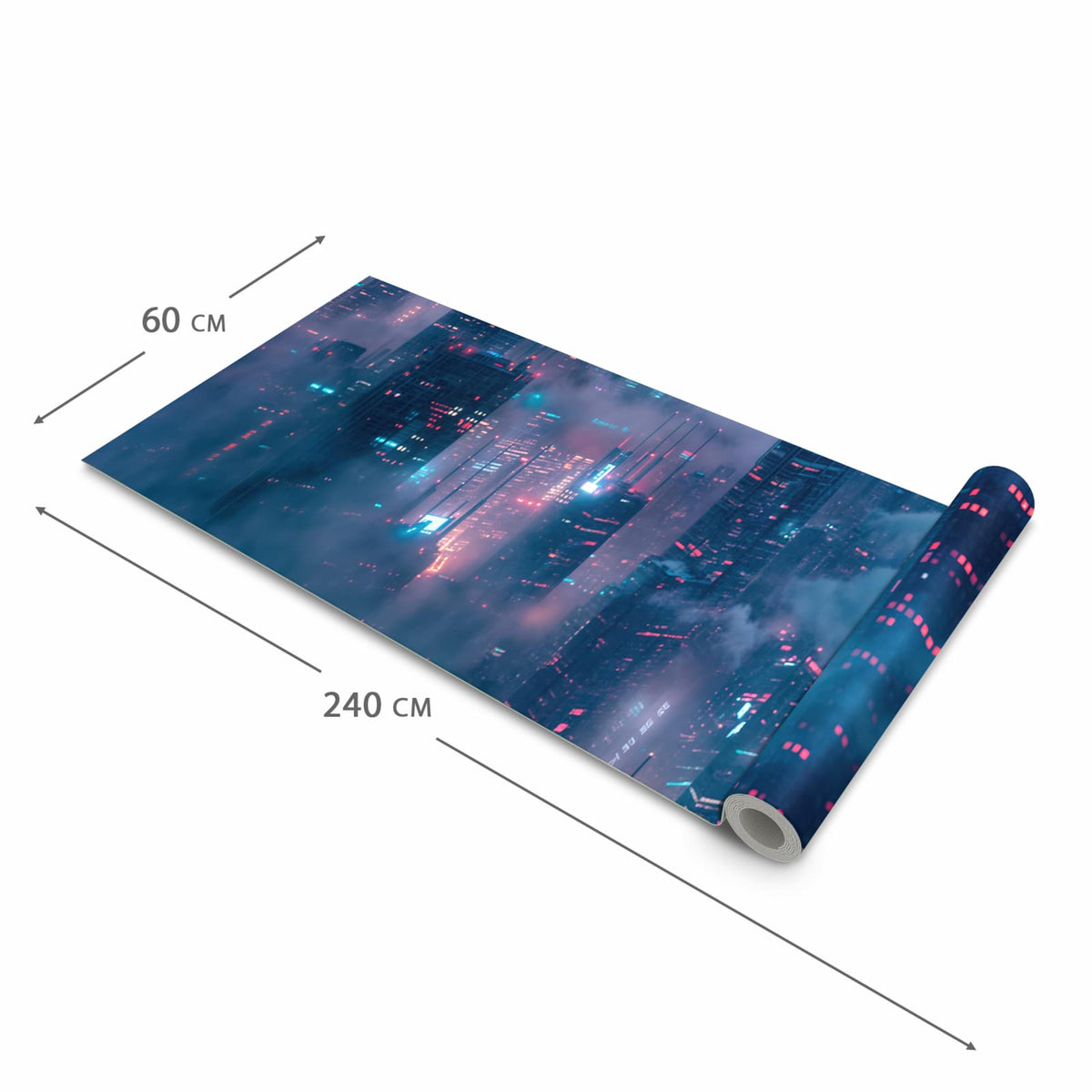 Pflegeleichter rutschfester Küchenläufer mit Motiv Futuristische Stadt in der Grösse 60x300 cm