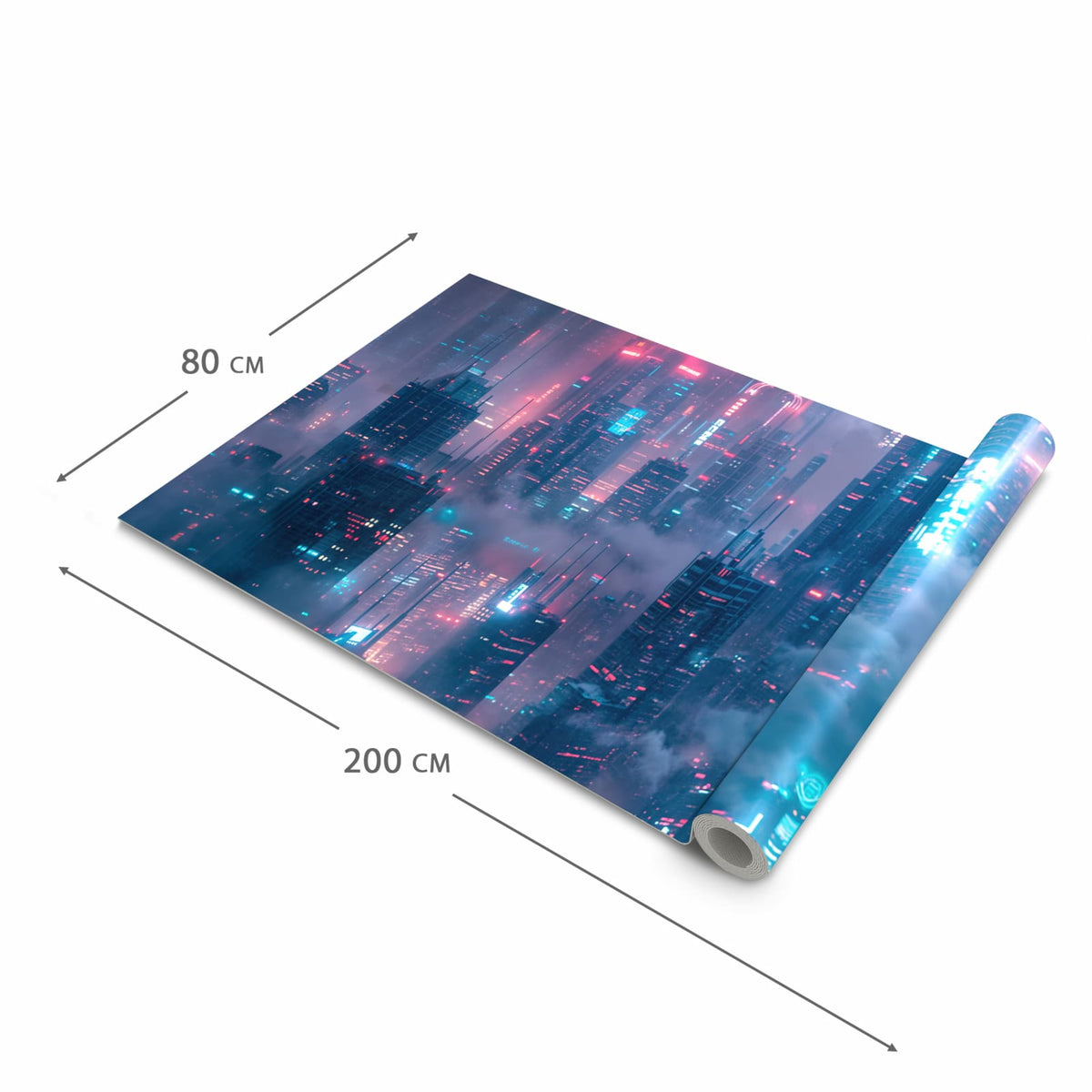 Moderner Küchenläufer mit Motiv Futuristische Stadt in der Grösse 60x300 cm - angenehme Haptik