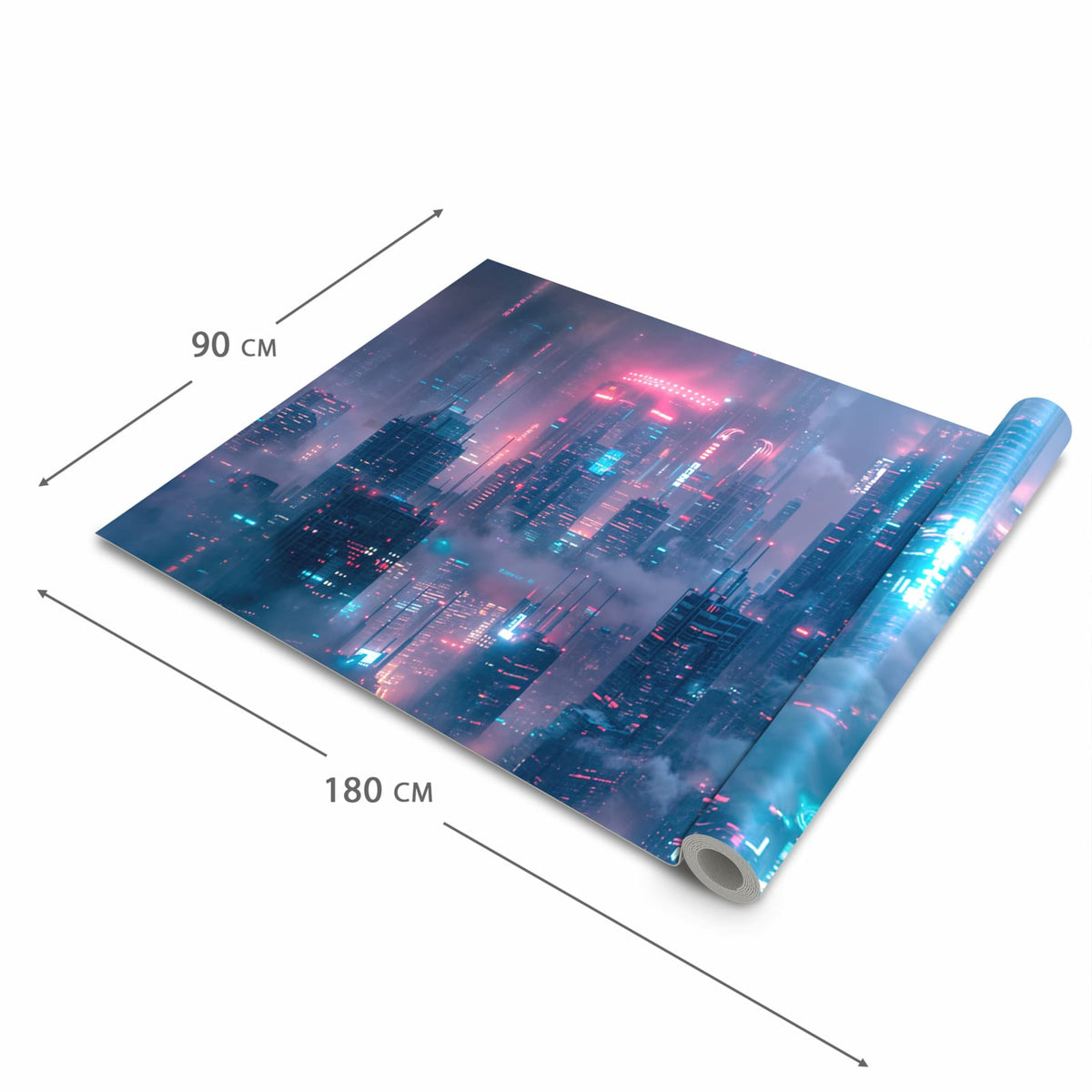 Langlebiger abwaschbarer Küchenläufer mit Motiv Futuristische Stadt in der Grösse 60x90 cm