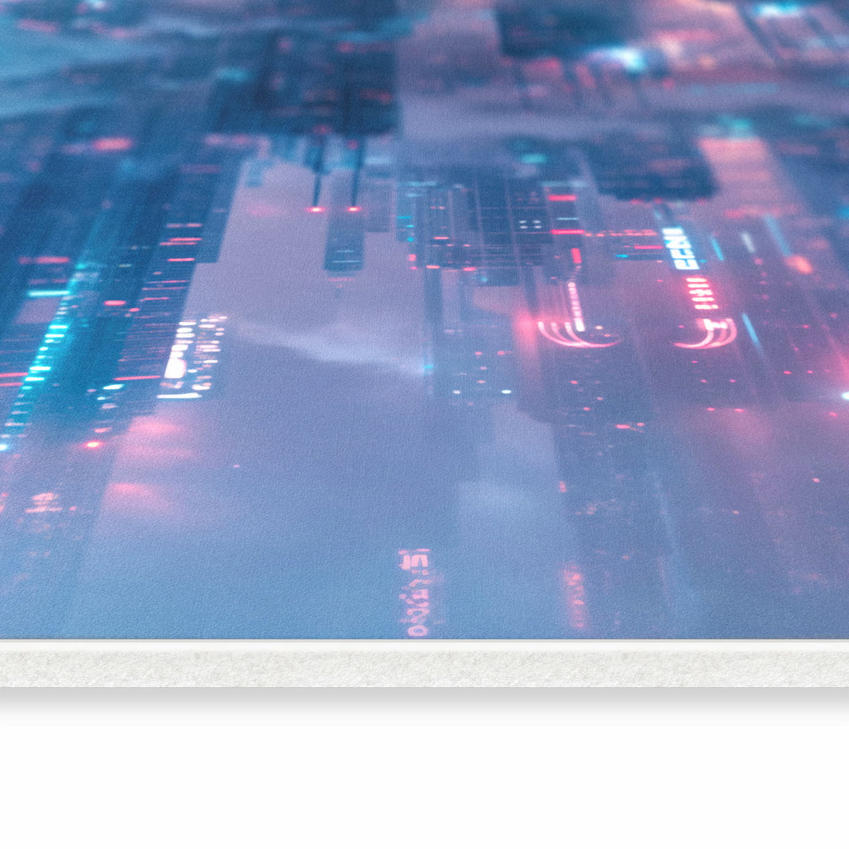 Komfortabler Küchenteppich mit Motiv Futuristische Stadt in seitlicher Ansicht