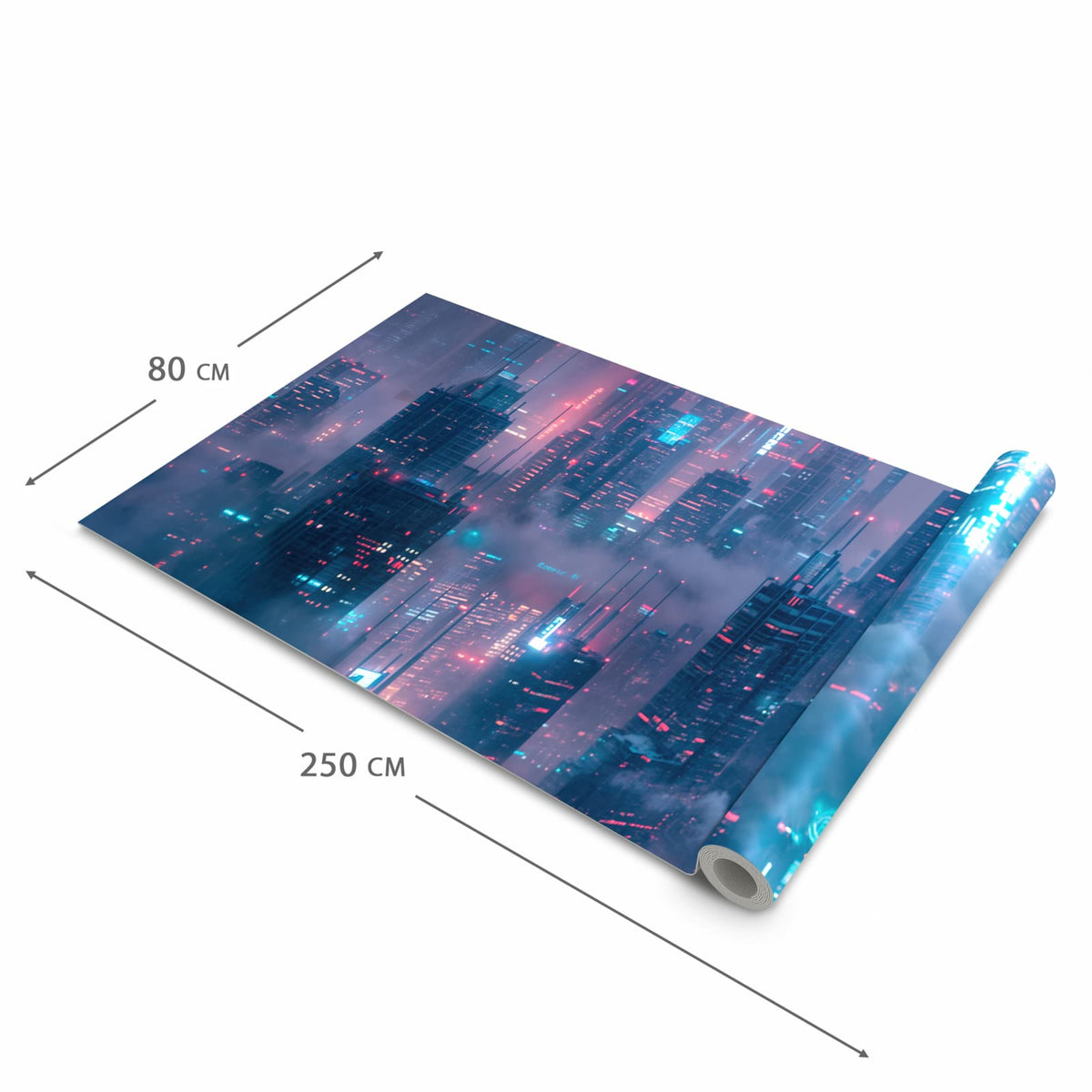 Hygienischer Küchenläufer nach Maß mit Motiv Futuristische Stadt in der Größe 60x300 cm