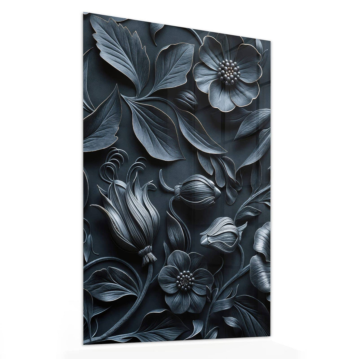 11 Größen – von 30 × 60 bis 60 × 150 cm – Wandbild - Relief in Anthrazitblau - Hochformat