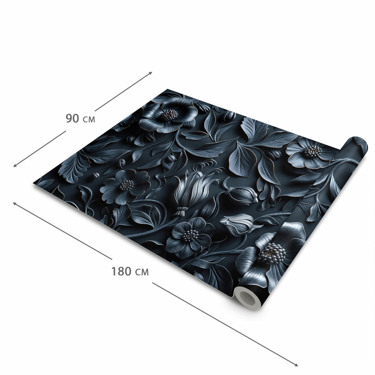 Fleckenresistenter waschbarer Küchenteppich mit Motiv Florales Muster in der Grösse 60x300 cm
