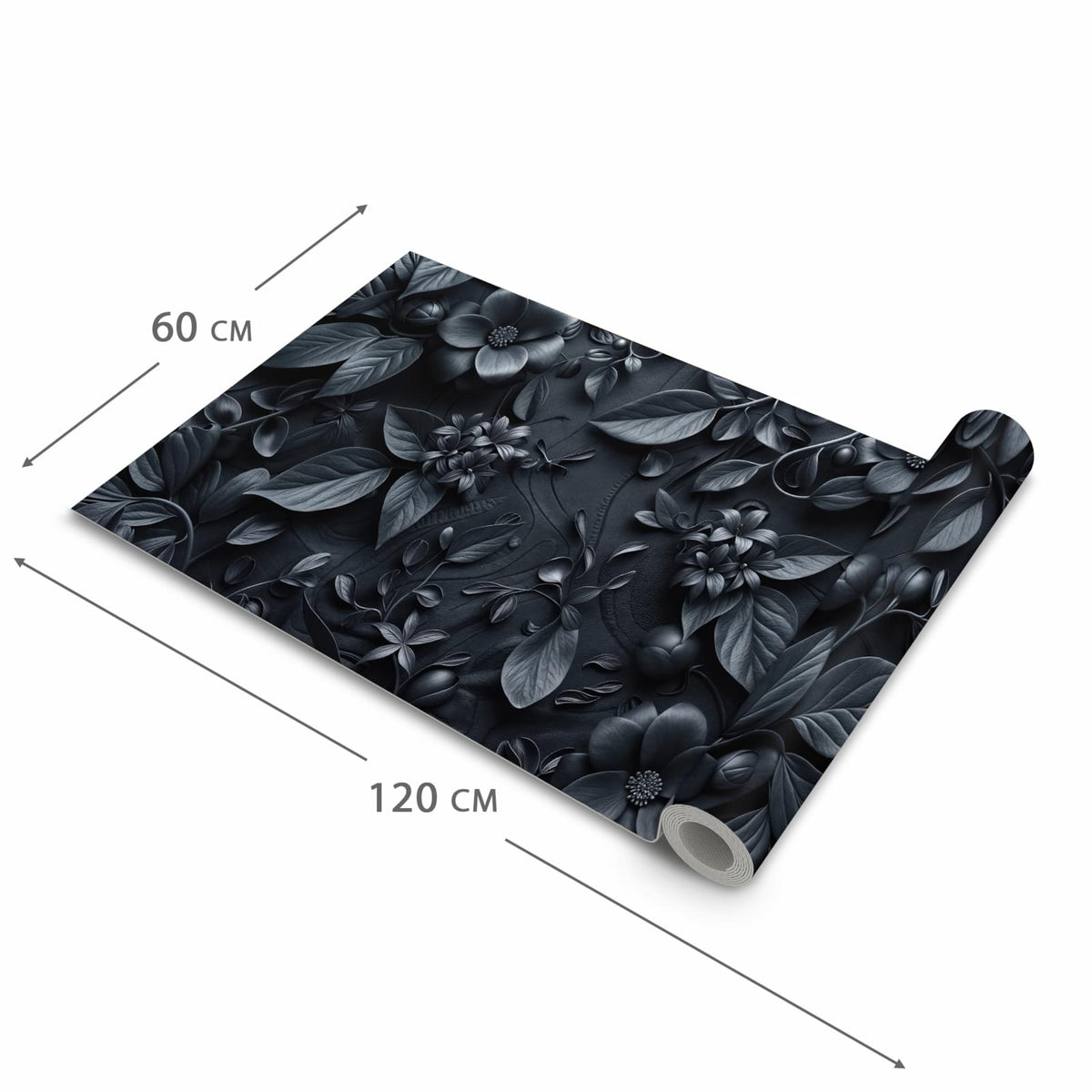 Flacher Küchenläufer mit Motiv Blumenmuster Dunkel in der Grösse 60x270 cm