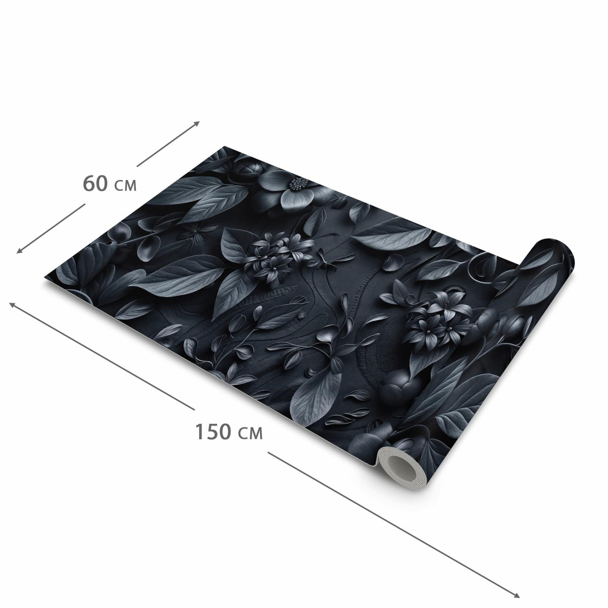 Pflegeleichter Teppichläufer für die Küche mit Motiv Blumenmuster Dunkel in der Grösse 60x270 cm
