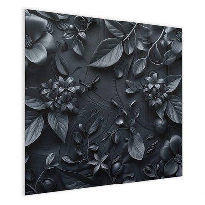 Magnettafel mit dem Motiv Blütenrelief in Schwarz