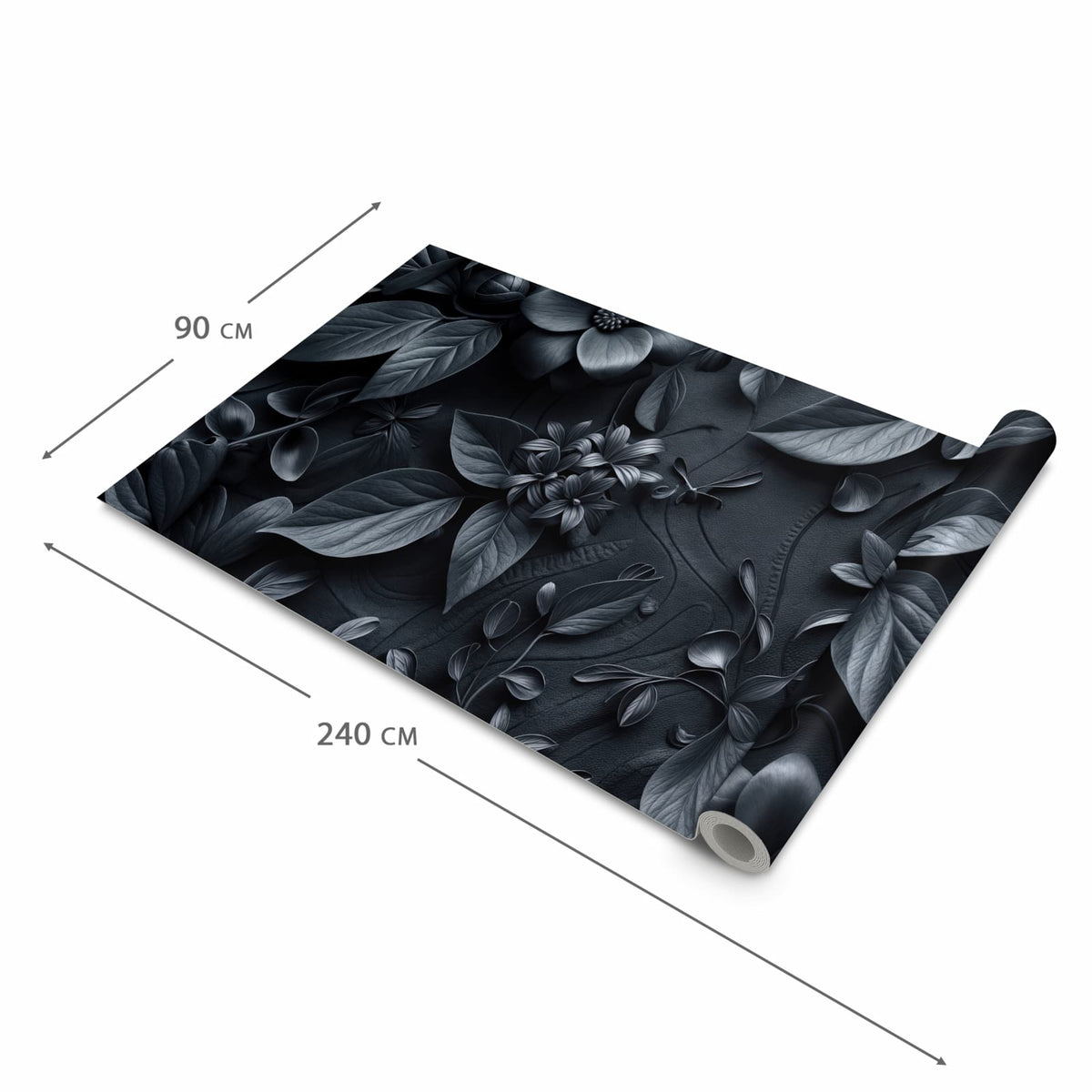 Rutschfester Küchenteppich mit Motiv Blumenmuster Dunkel in der Größe 60x300 cm schützt den Boden