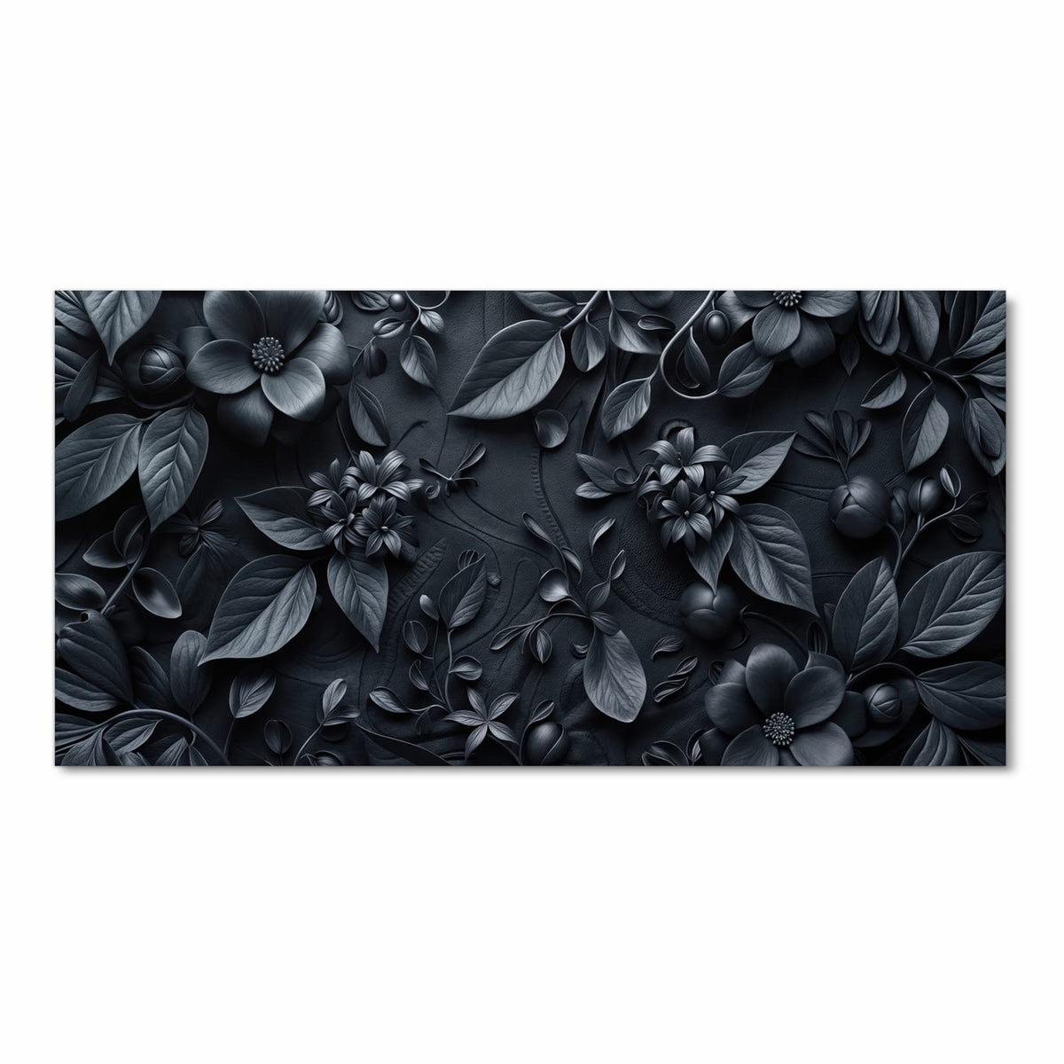 Küchenteppich mit Motiv Blumenmuster Dunkel in Frontansicht für optimalen Trittkomfort