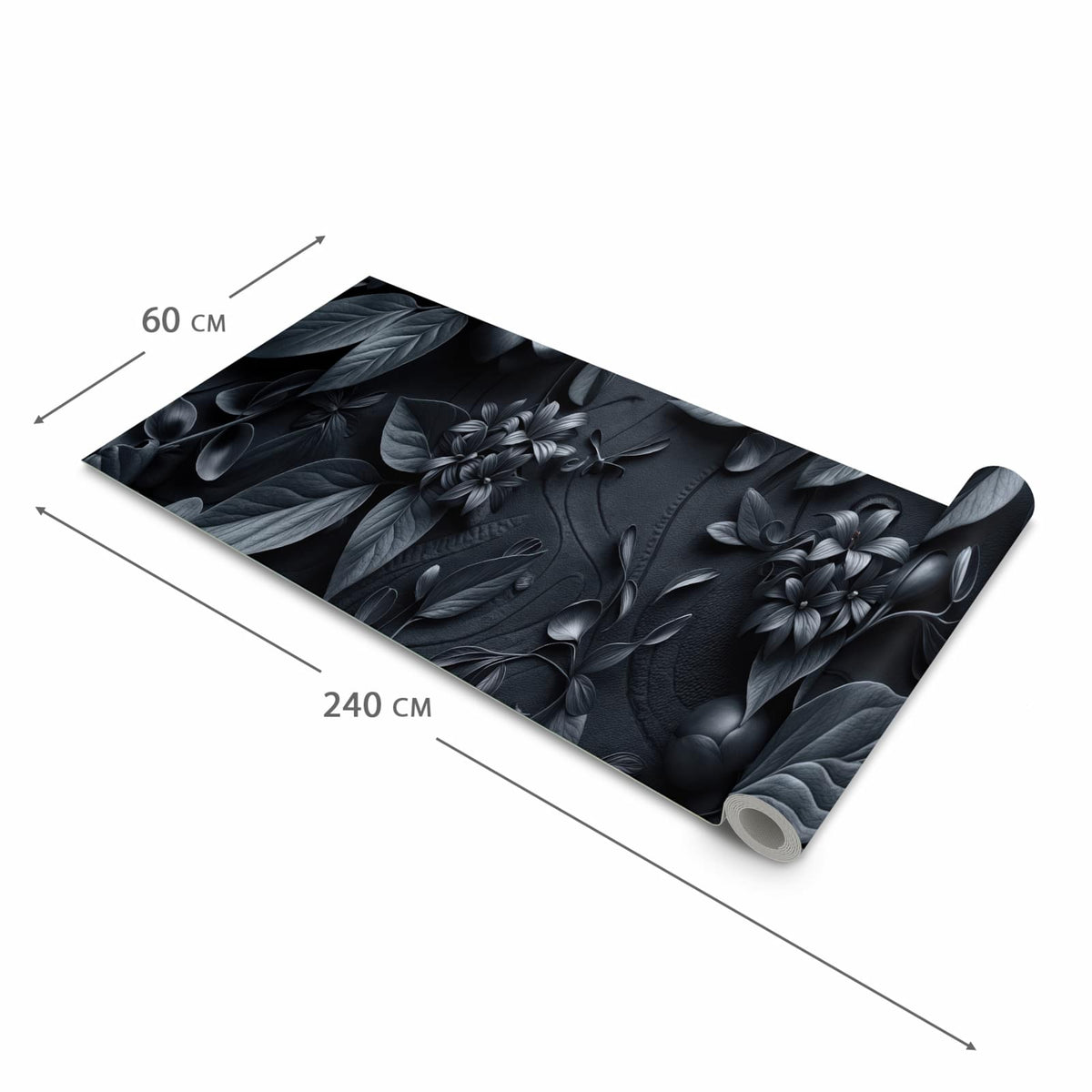 Rutschhemmender waschbarer Küchenläufer mit Motiv Blumenmuster Dunkel in der Größe 60x270 cm