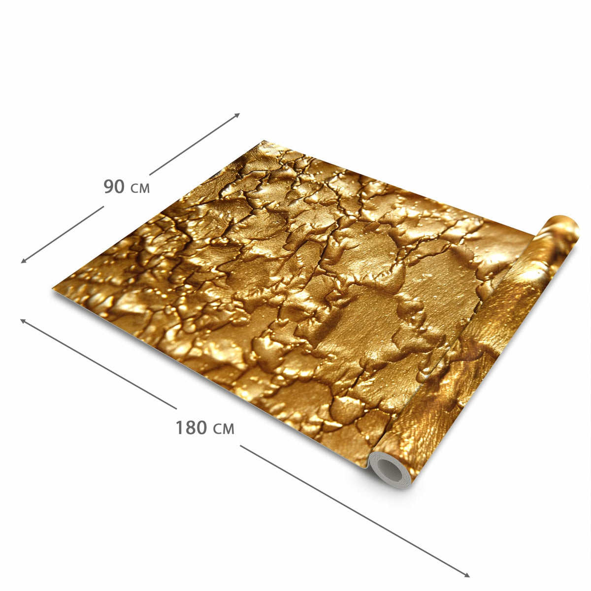 Geruchsneutraler waschbarer Teppich Küche mit Motiv Goldene Struktur in der Grösse 60x270 cm
