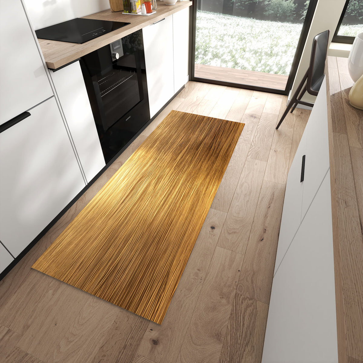 Hygienischer Küchenteppich mit Motiv Golden Textured Surface in moderner Küche