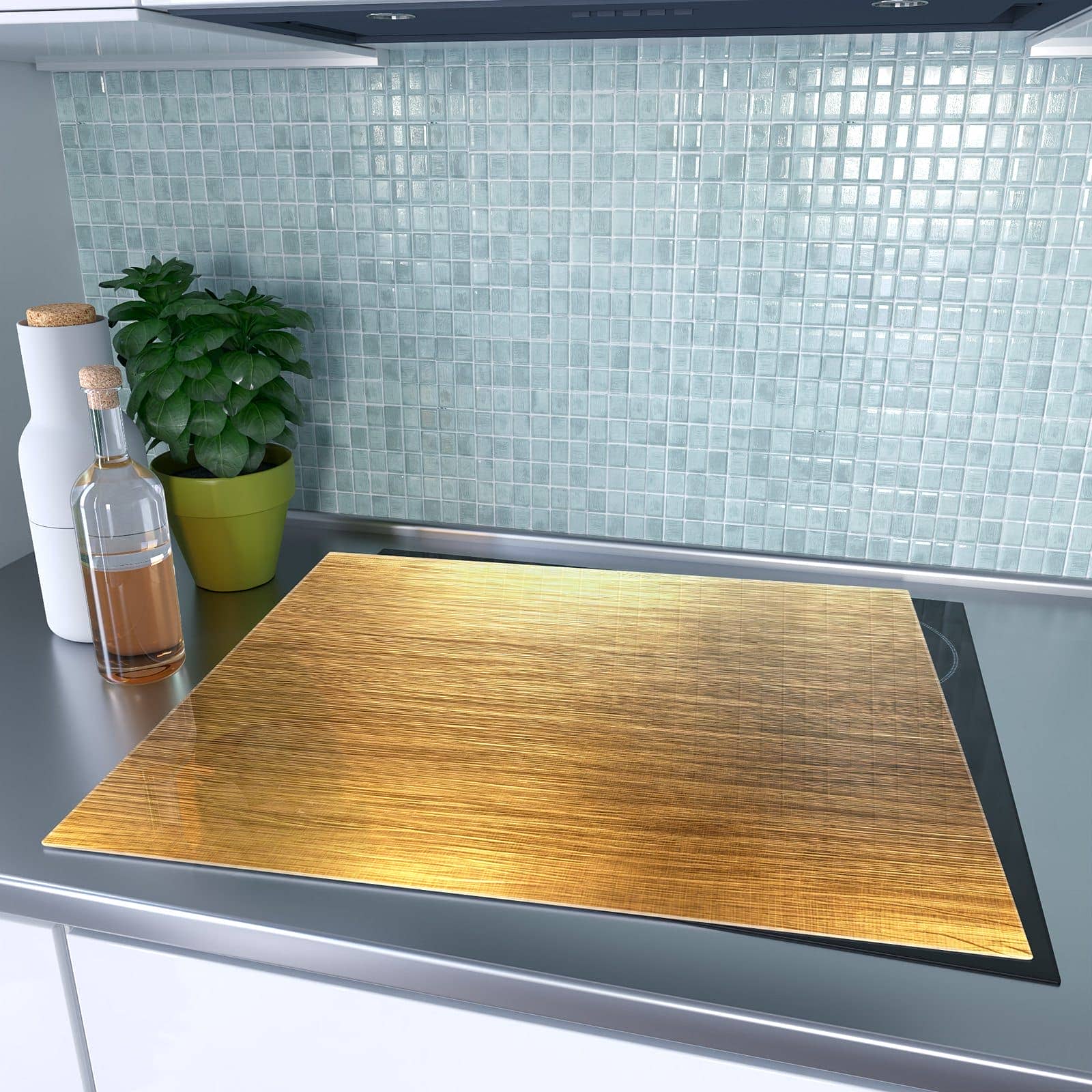 1-teilige Herd Schutzplatte mit Golden Textured Surface-Motiv auf dem Ceranfeld