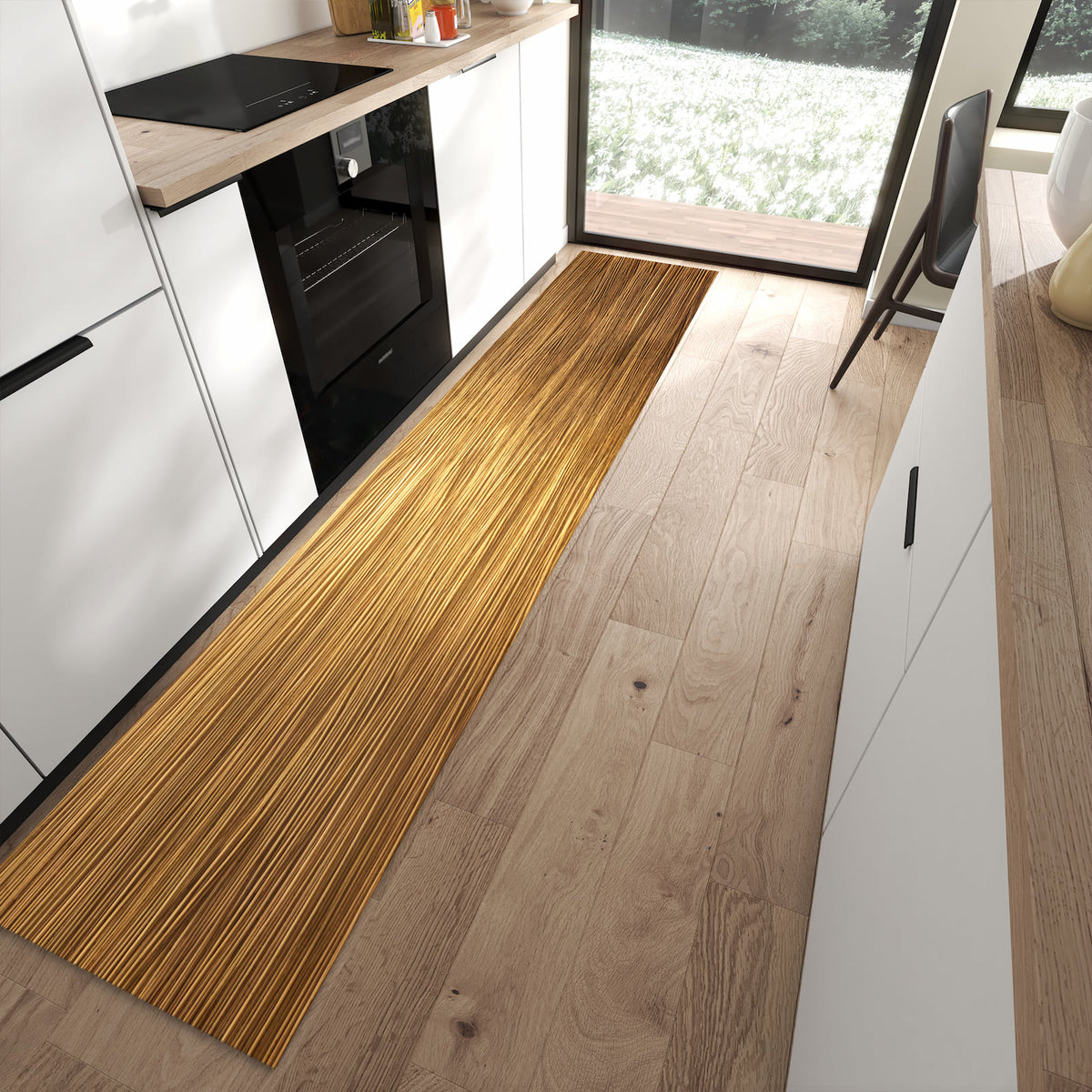 Pflegeleichter Küchenteppich mit Motiv Golden Textured Surface in moderner Küche
