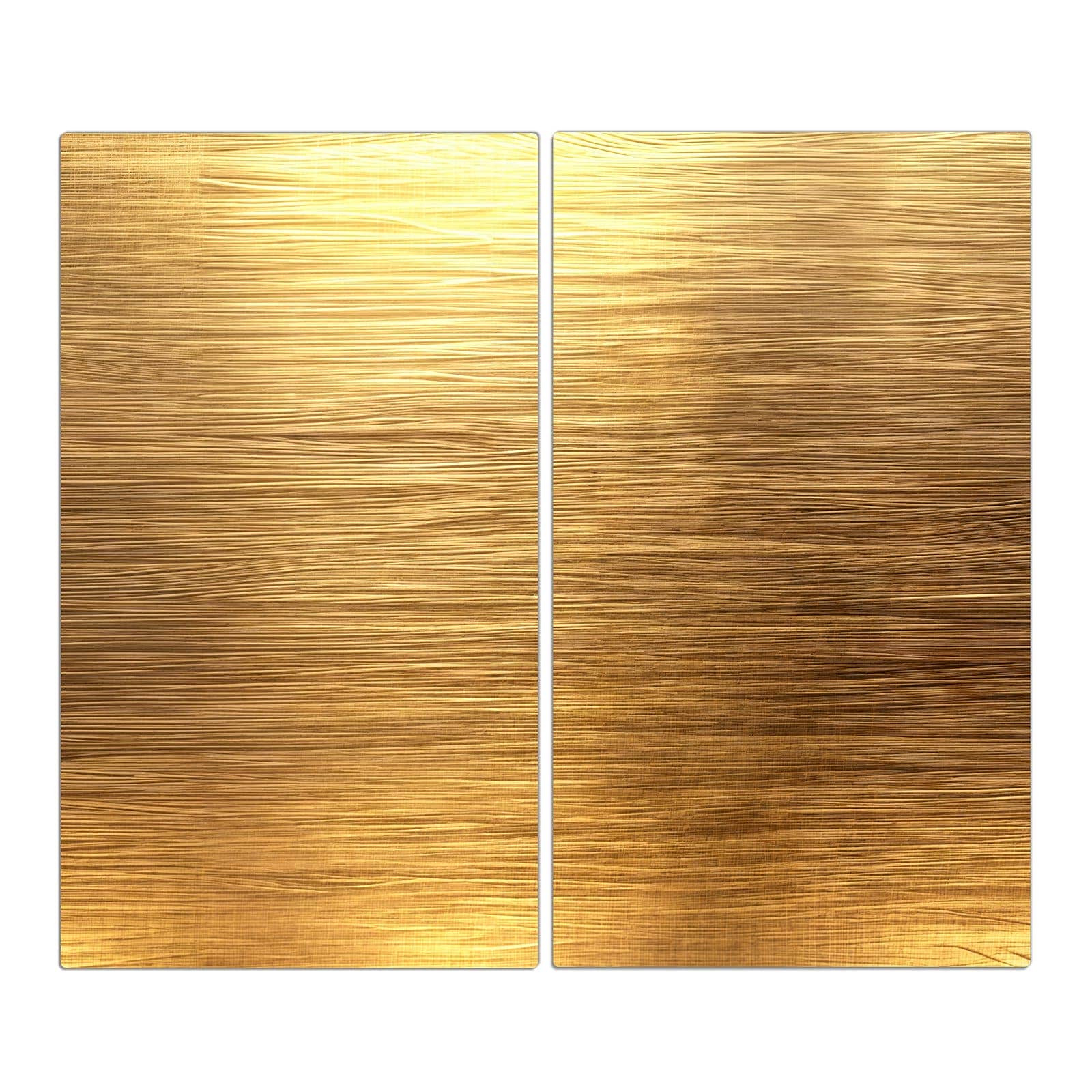 2-teilige Herdabdeckplatte aus Glas mit Golden Textured Surface-Motiv in der Frontansicht #grösse_2-Teilig (60x52cm)