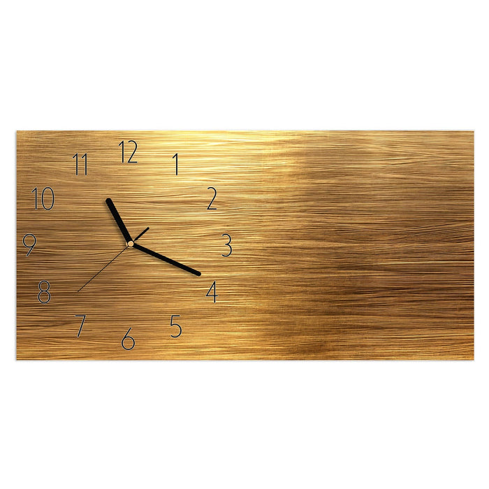 Wanduhr Golden Textured Surface aus Glas – Querformat 60 × 30 cm mit Ziffernblatt Elegant