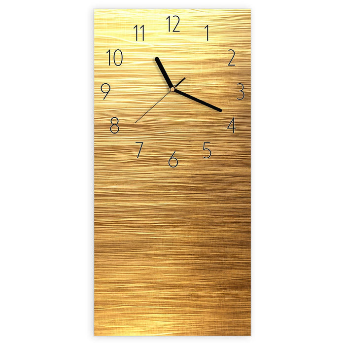 Wanduhr Golden Textured Surface aus Glas – Hochformat 30 × 60 cm mit Ziffernblatt Elegant