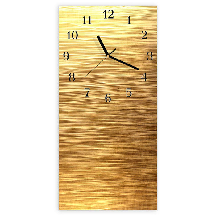 Wanduhr Golden Textured Surface aus Glas – Hochformat 30 × 60 cm mit Ziffernblatt Klassisch