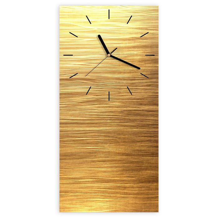 Wanduhr Golden Textured Surface aus Glas – Hochformat 30 × 60 cm mit Ziffernblatt Linie