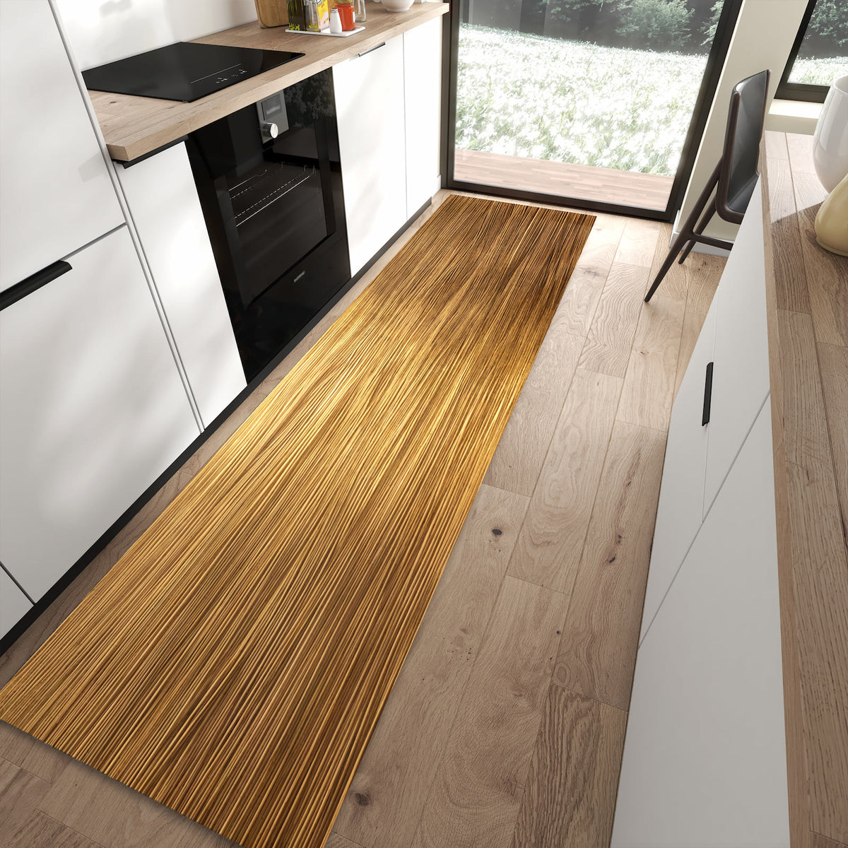 Langlebiger Küchenläufer mit Motiv Golden Textured Surface in moderner Küche