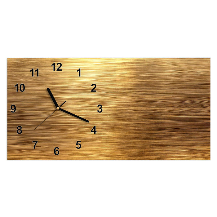 Wanduhr Golden Textured Surface aus Glas – Querformat 60 × 30 cm mit Ziffernblatt Modern