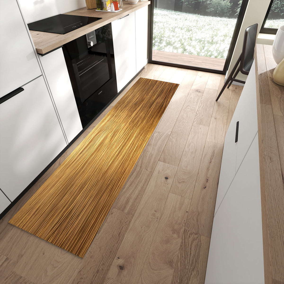 Komfortabler Küchenteppich mit Motiv Golden Textured Surface in moderner Küche