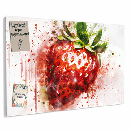 Metall Magnettafel mit dem Motiv Erdbeere in Aquarell