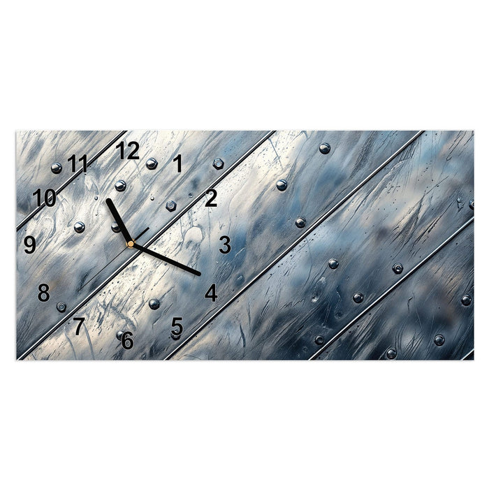 Wanduhr Metallplatte aus Glas – Querformat 60 × 30 cm mit Ziffernblatt Modern