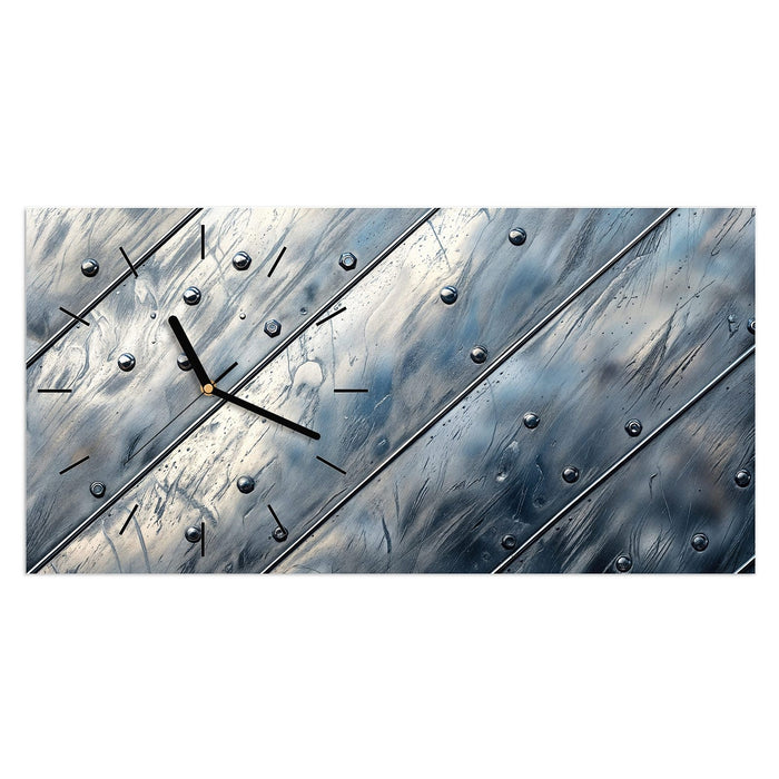 Wanduhr Metallplatte aus Glas – Querformat 60 × 30 cm mit Ziffernblatt Linie