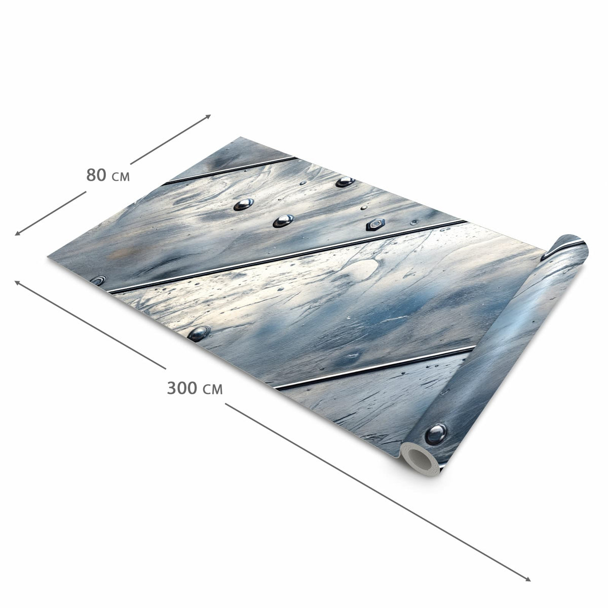 Bodenschonender rutschfester Küchenteppich mit Motiv Metallplatte in der Grösse 60x240 cm