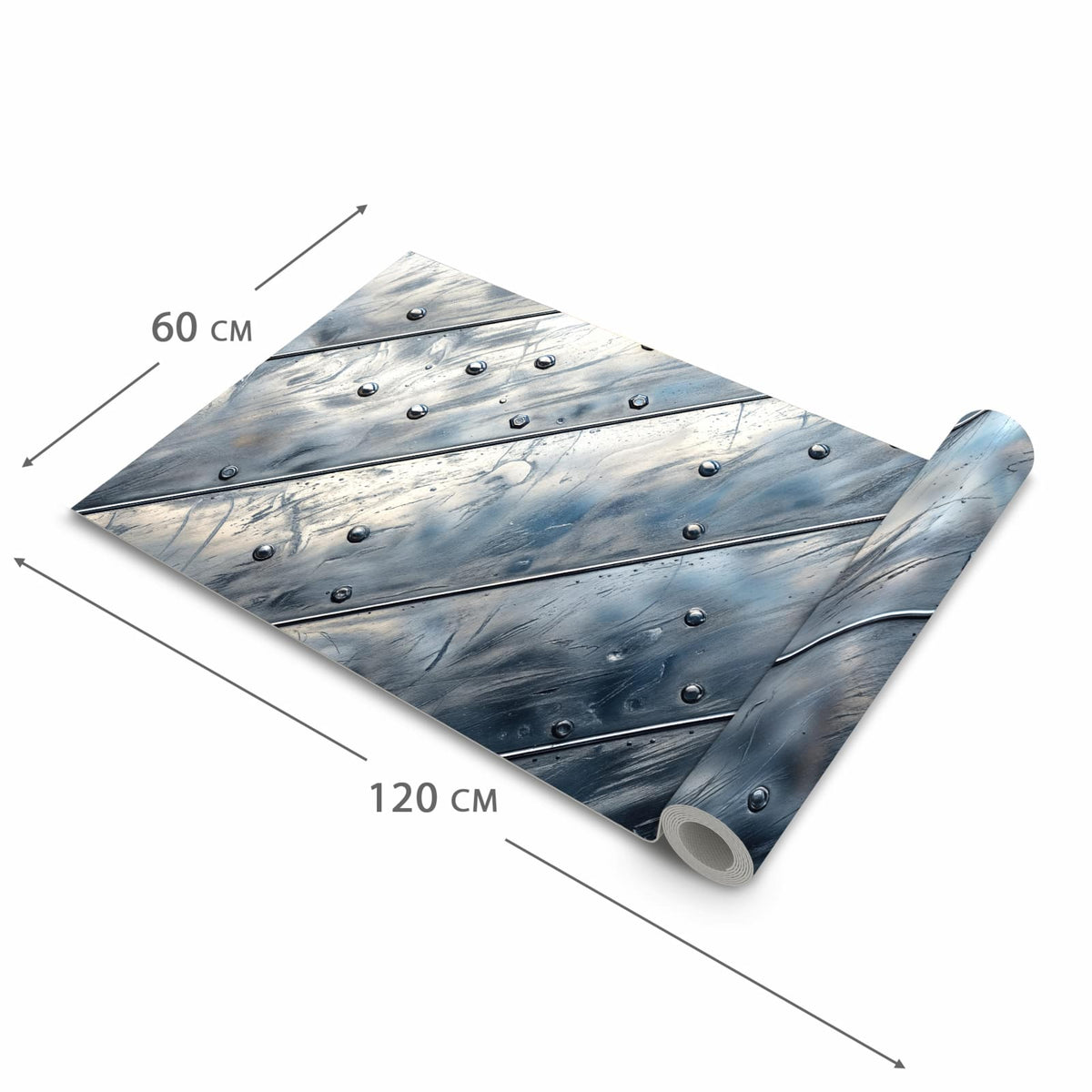 Waschbarer Küchenläufer mit Motiv Metallplatte in der Grösse 60x240 cm