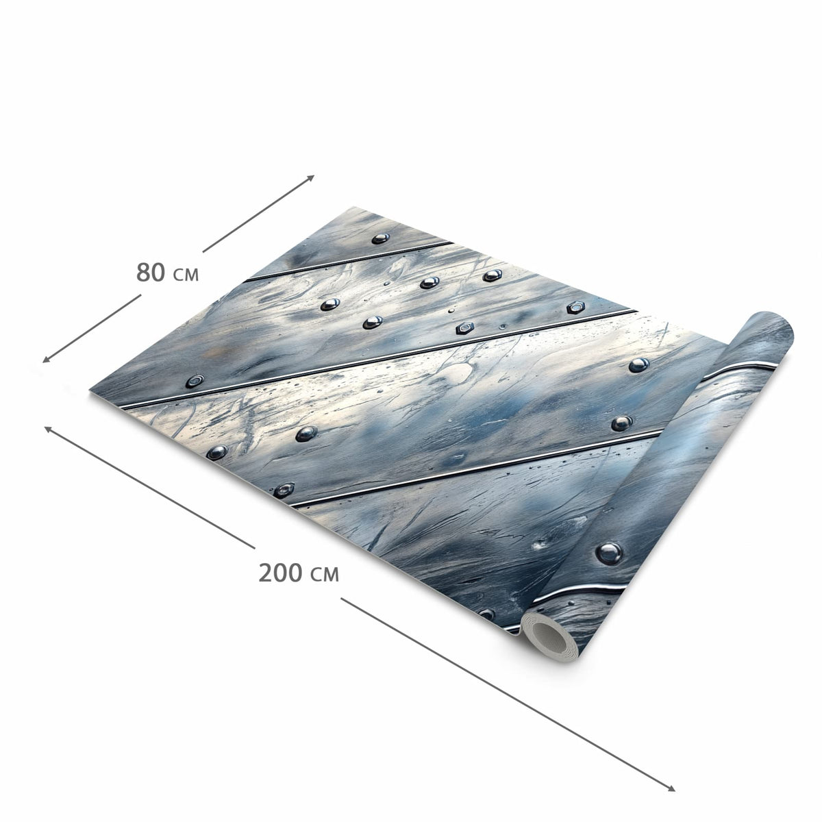 Feuchtigkeitsresistenter waschbarer Küchenteppich mit Motiv Metallplatte in der Grösse 60x240 cm
