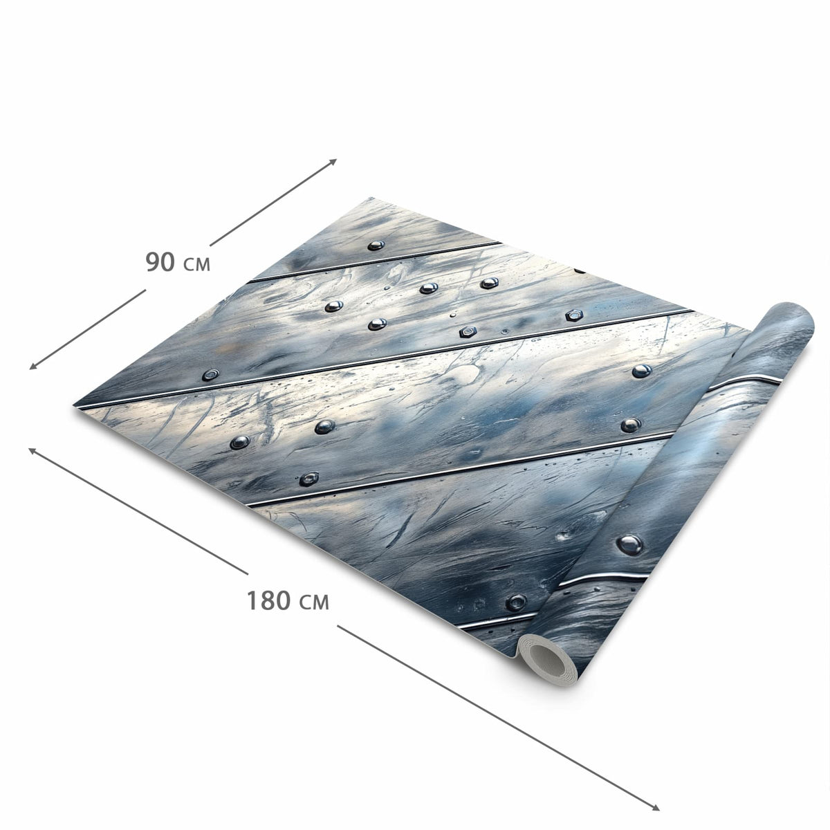 Farbbeständiger Bodenläufer mit Motiv Metallplatte in der Grösse 60x240 cm