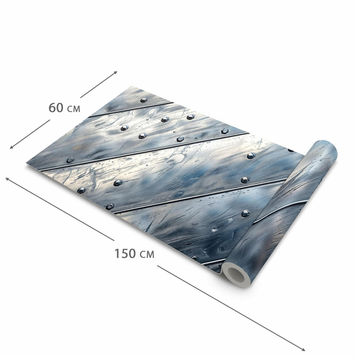Waschbarer Küchenläufer mit Motiv Metallplatte in der Größe 60x240 cm für angenehme Haptik
